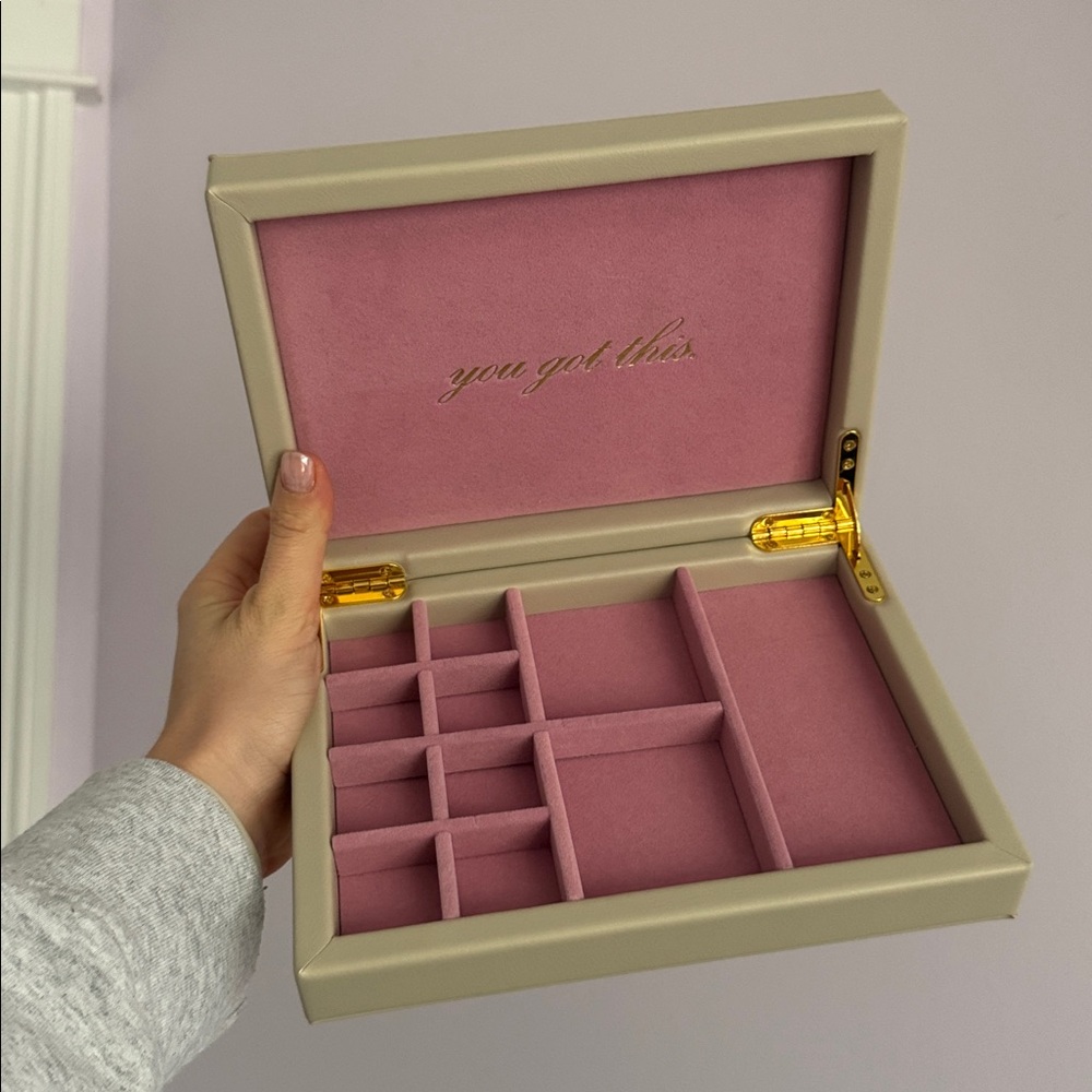 Little Words Project Cream Leather Jewelry Case